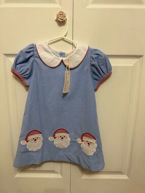 Blue Santa Appliqué Peter Pan Collar Girls' Formal Dress
